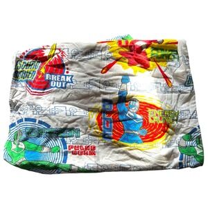VTG 2001 Power Rangers Twin Fitted Sheet Flannel Green Blue Red Boys Man Cave